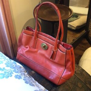 Orange leather coach bag